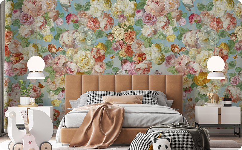 Floral Love Salute Wallpaper Mural