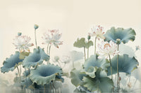 Chinoiserie White Lotus Wallpaper Mural