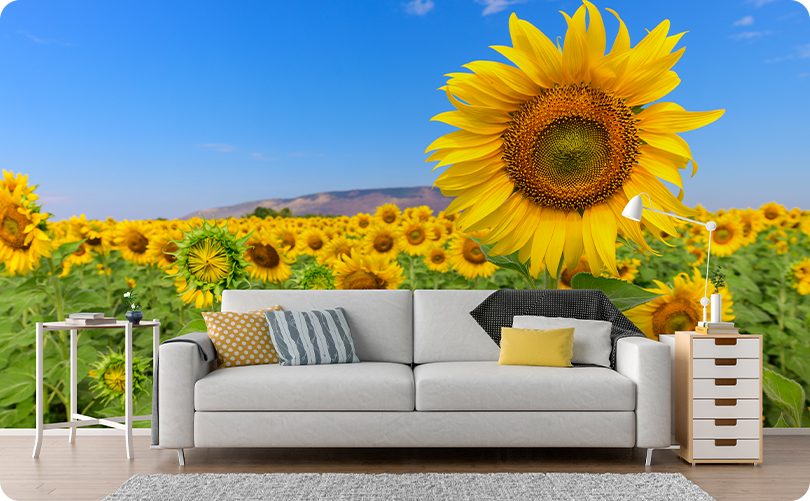 Floral Yellow Sunflower Wallpaper Mural