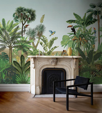 Animal Tiger in the Jungle Green Wallpaper Mural