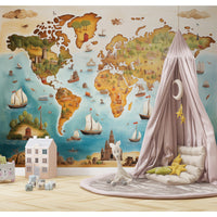 Map for Children's Room Wallpaper Mural