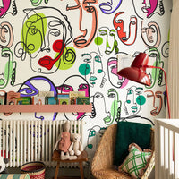 Abstract Picasso Colorful Face Wallpaper Mural