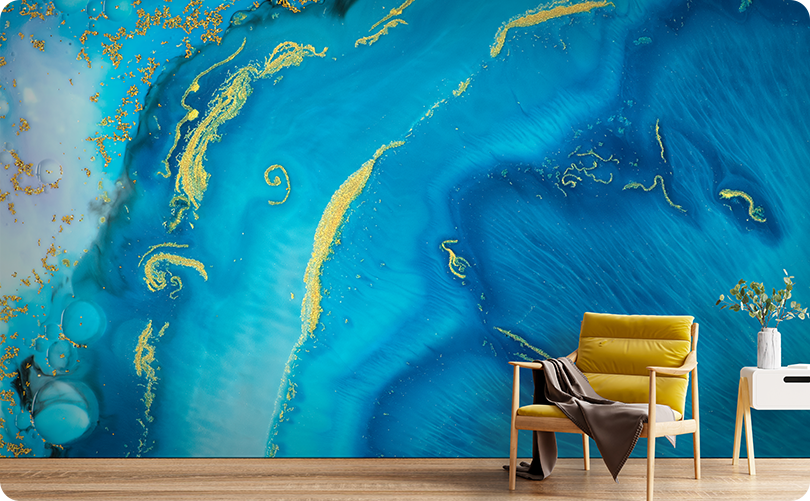 Marble Blue Gilded Wallpaper Mural