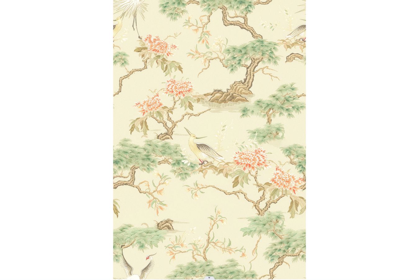 Chinoiserie Pine Crane Wallpaper Mural