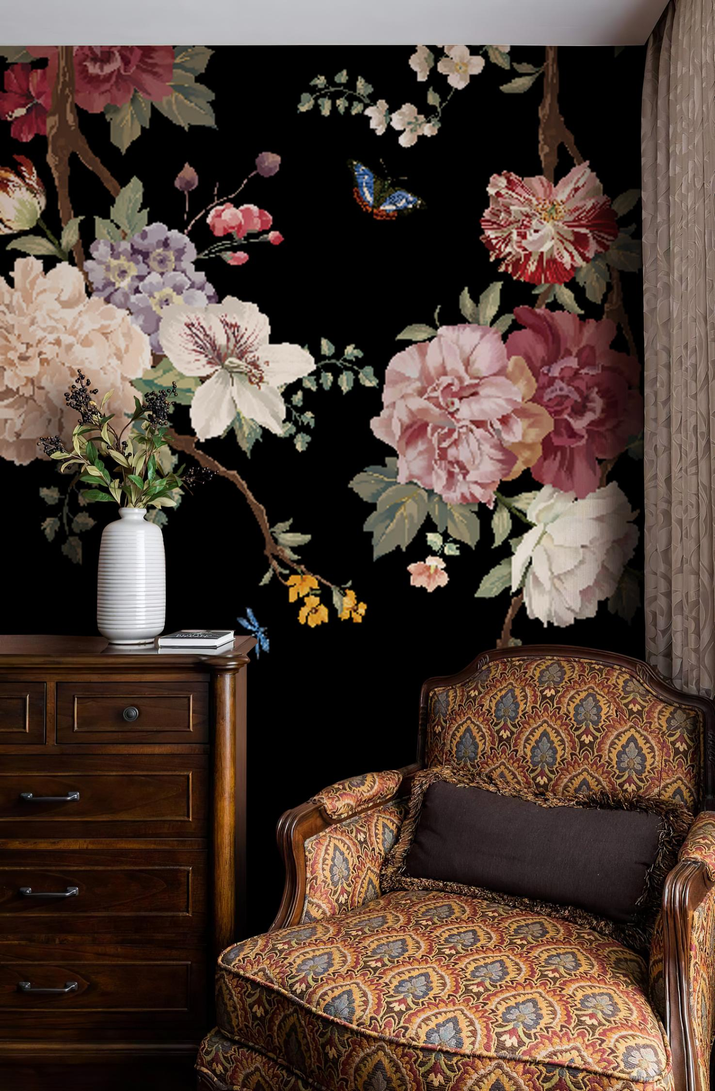 Floral Good Virtuous Wallpaper Mural