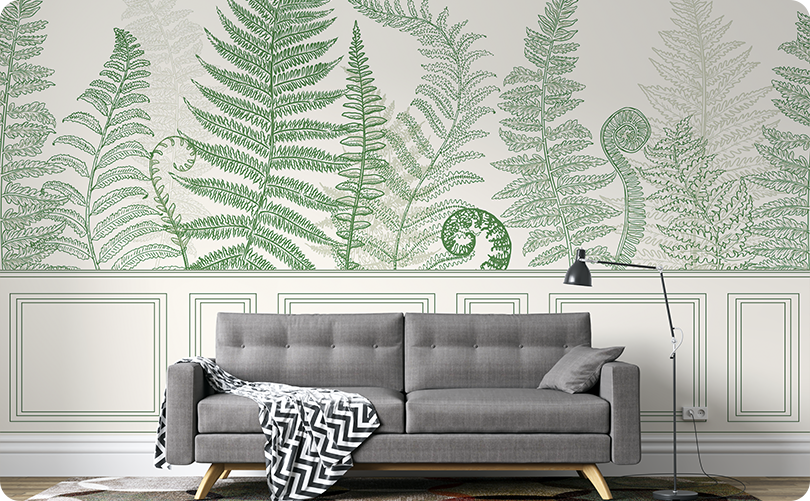 Wall Panel Green Fern Leaf Wallpaper Mural