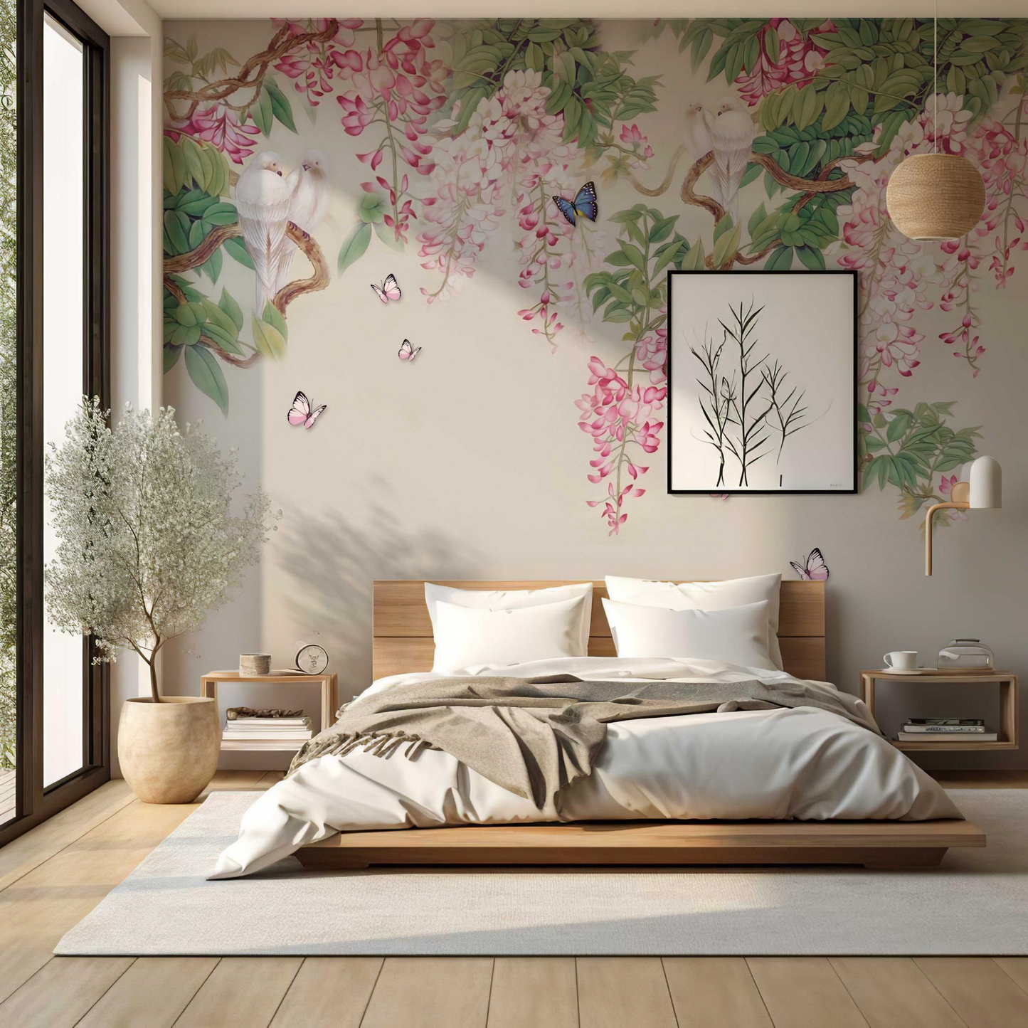 Chinoiserie Flower in Mist Wallpaper Mural