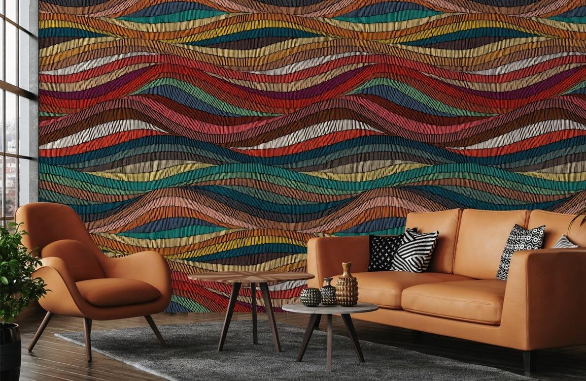 Abstract Tides Multi-Colored Wallpaper Mural