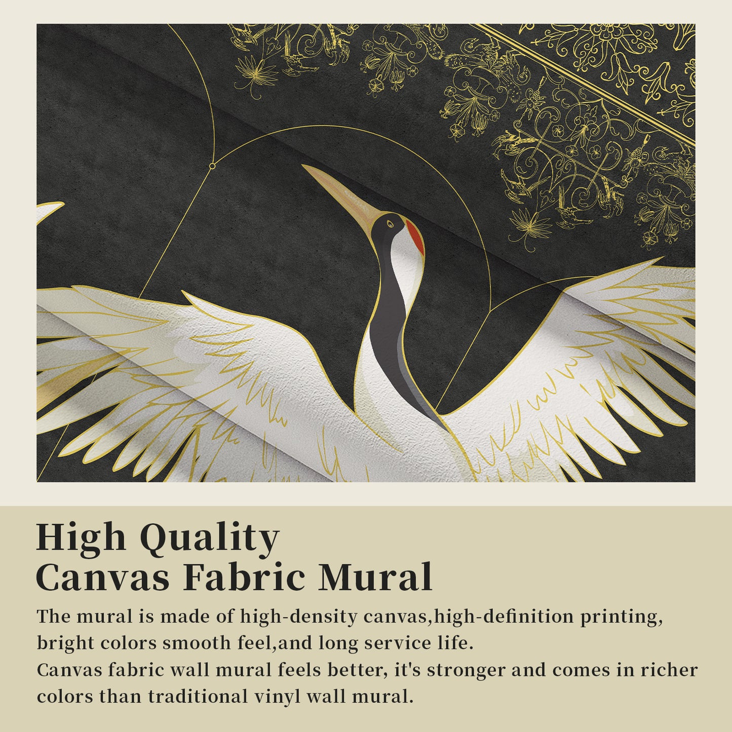 Chinoiserie Crane Mural-White Wallpaper Mural