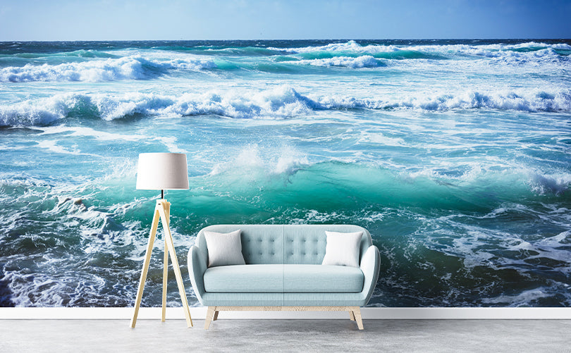 Cloud & Ocean Blue Wave Wallpaper Mural