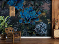 Floral Memorial Blue Wallpaper Mural