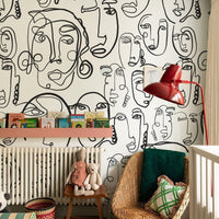 Abstract White Picasso Face Wallpaper Mural