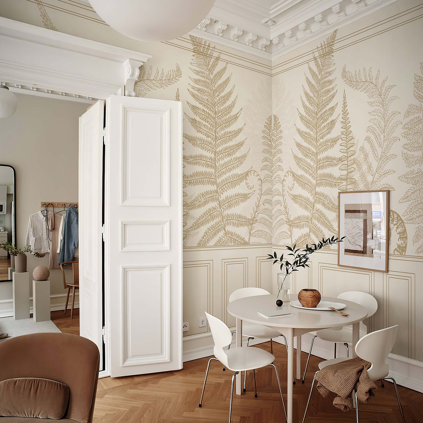 Wall Panel Yellow Fern Leaf Wallpaper Mural