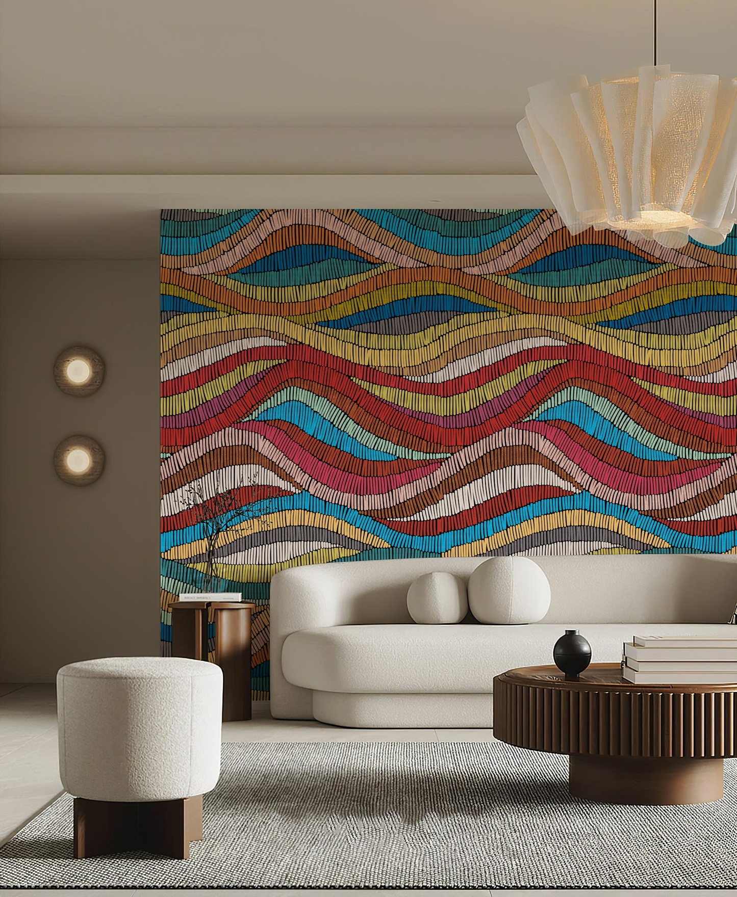 Abstract Tides Multi-Colored Wallpaper Mural