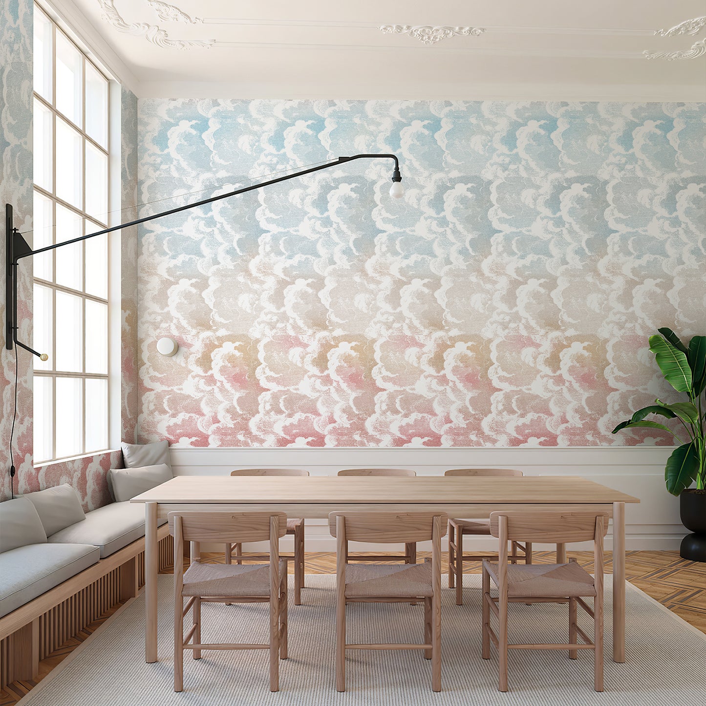 Cloud & Ocean Pink Wallpaper Mural