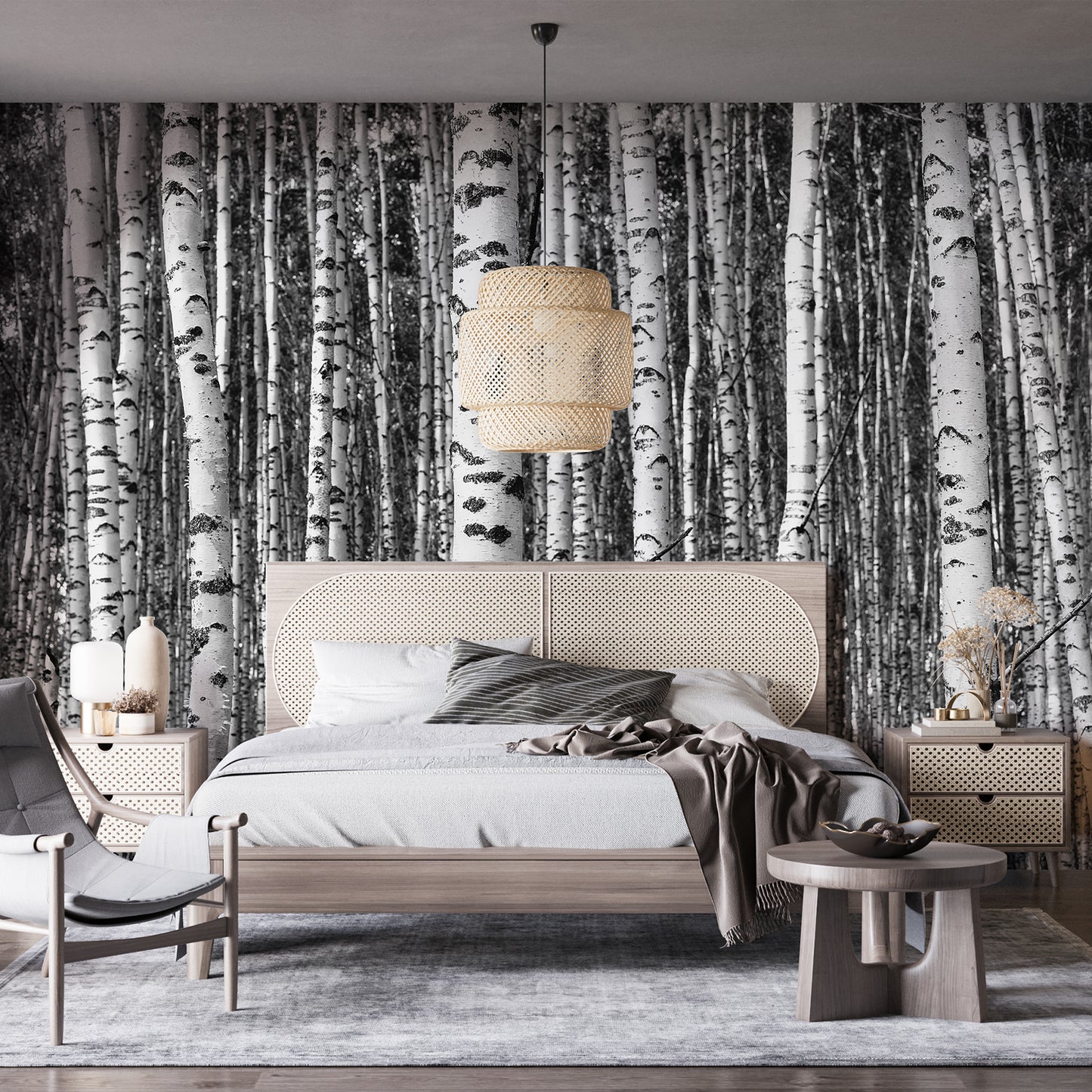 Forest Black and White Tree Wallpaper Mural