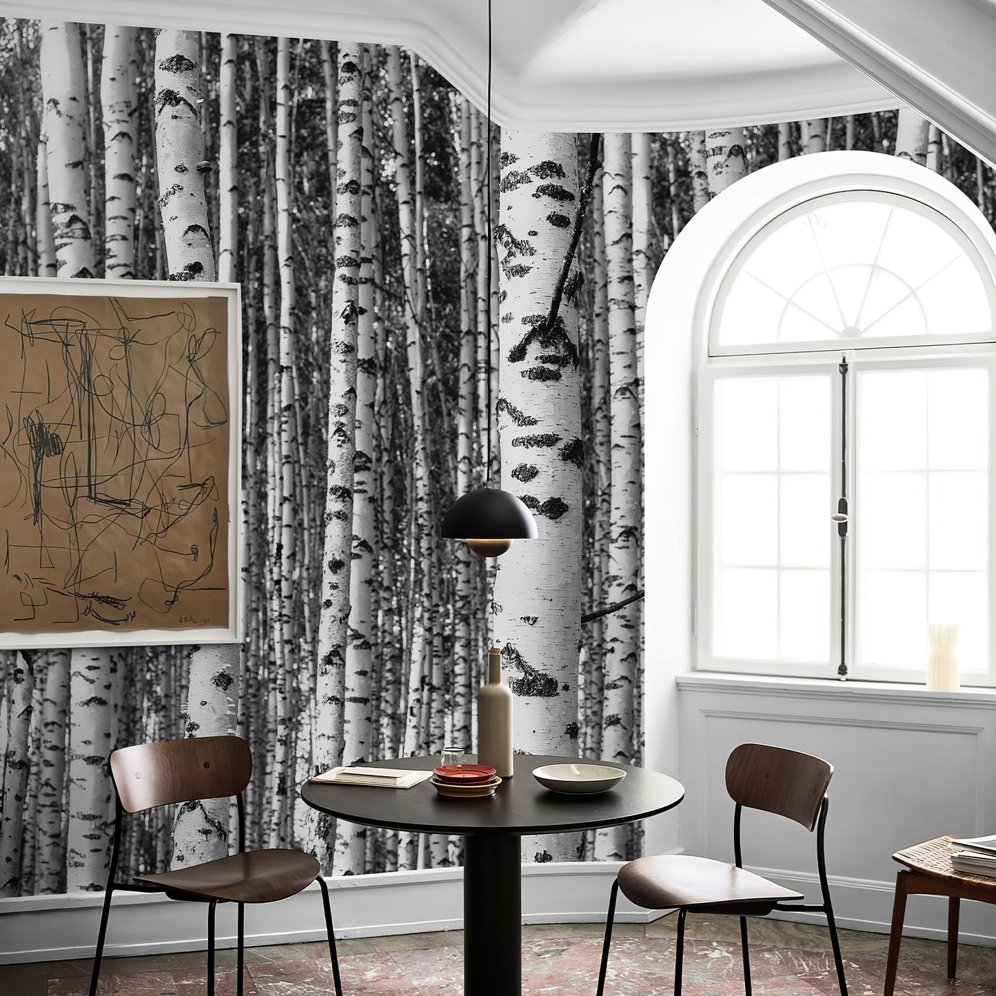 Forest Black and White Tree Wallpaper Mural