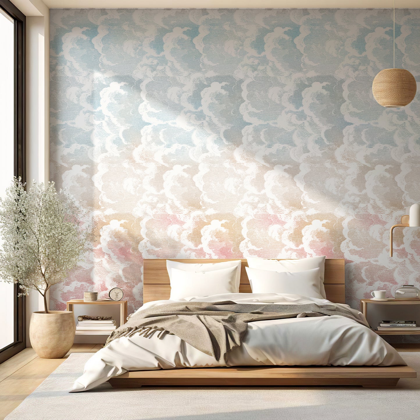 Cloud & Ocean Pink Wallpaper Mural