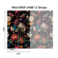 Floral Black Wallpaper Mural