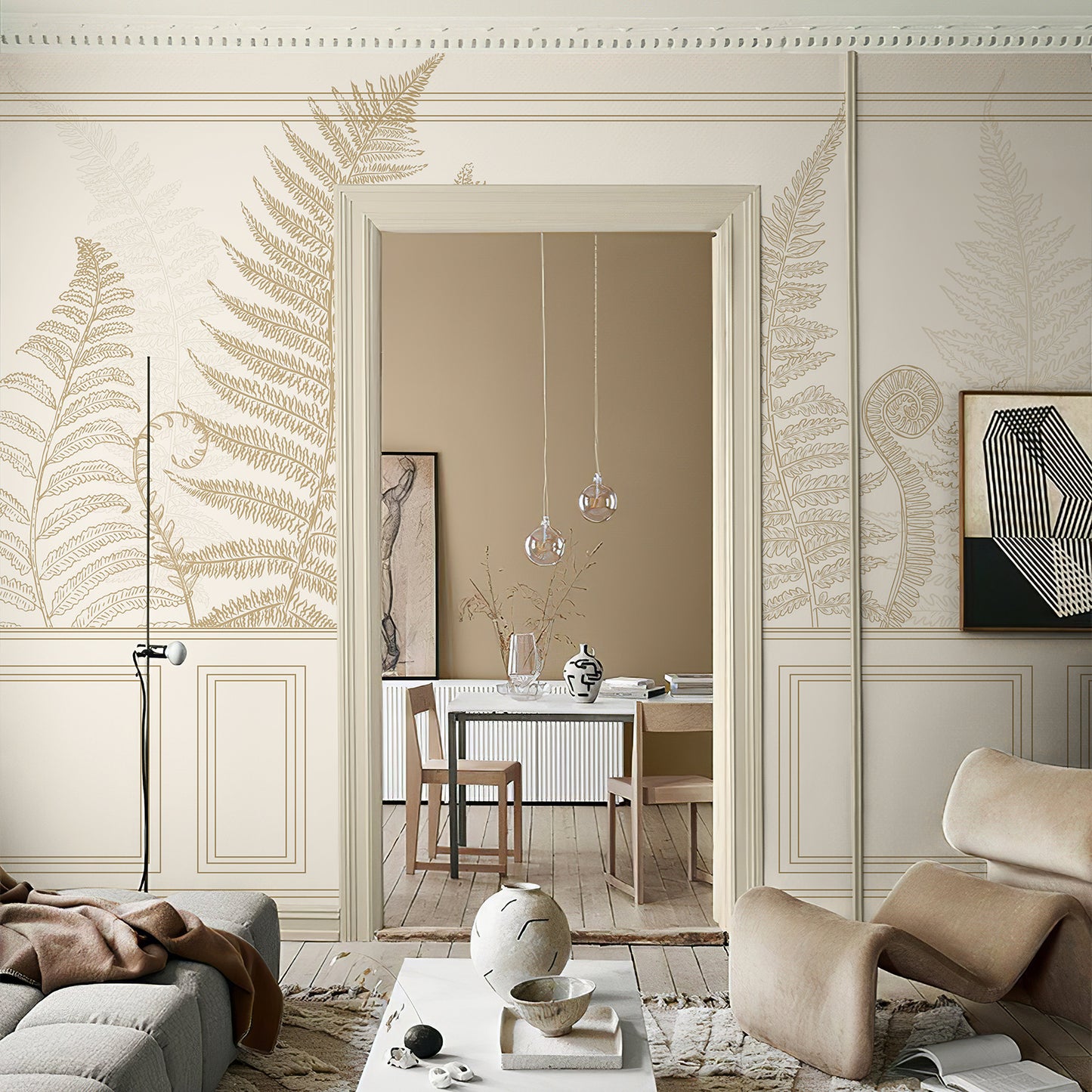 Wall Panel Yellow Fern Leaf Wallpaper Mural