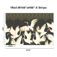 Chinoiserie Crane Mural-White Wallpaper Mural