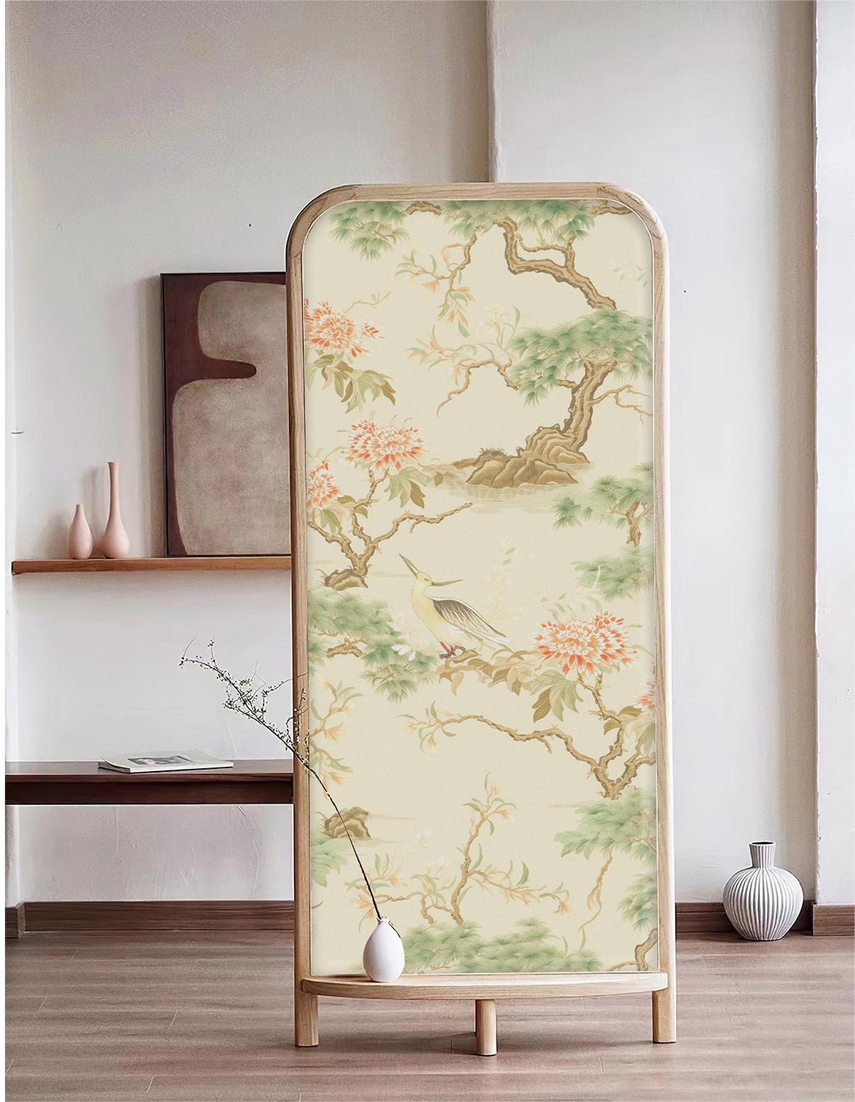 Chinoiserie Pine Crane Wallpaper Mural