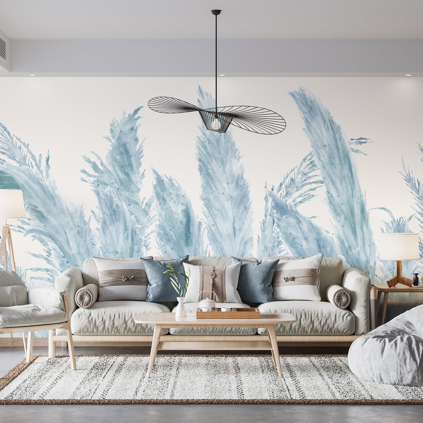 Forest Blue Feather Wallpaper Mural