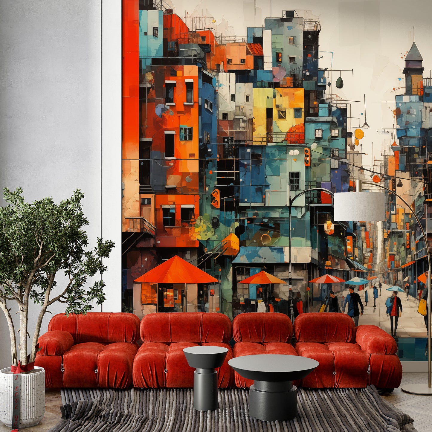 Abstract Modern City Wallpaper Mural