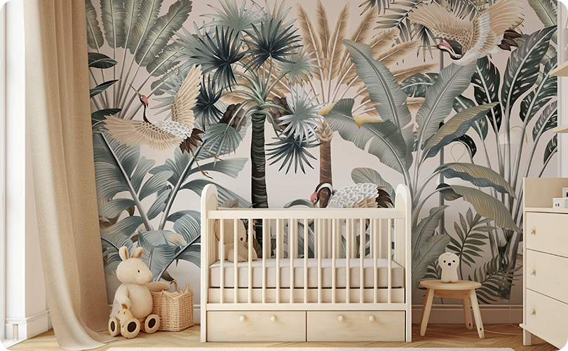 Forest Crane Thicket Wallpaper Mural