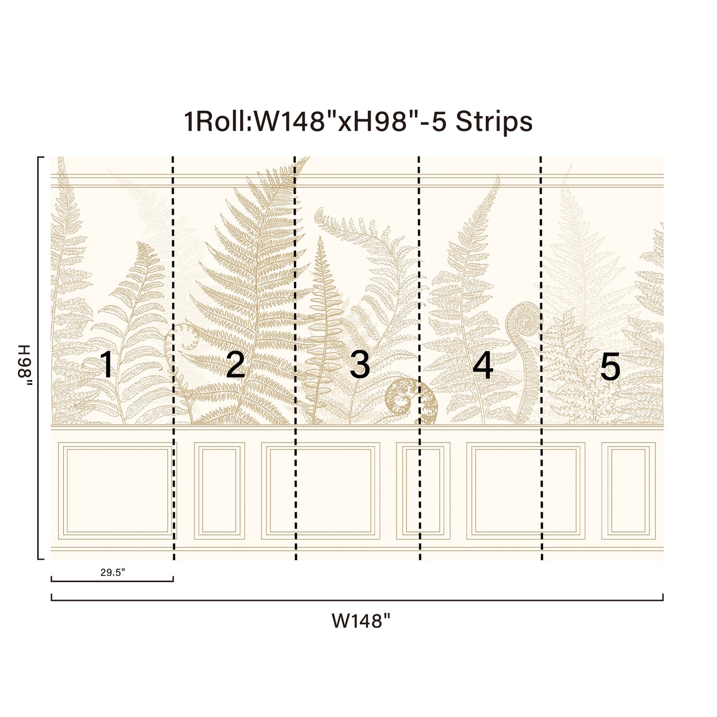 Wall Panel Yellow Fern Leaf Wallpaper Mural