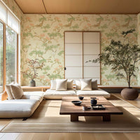 Chinoiserie Pine Crane Wallpaper Mural