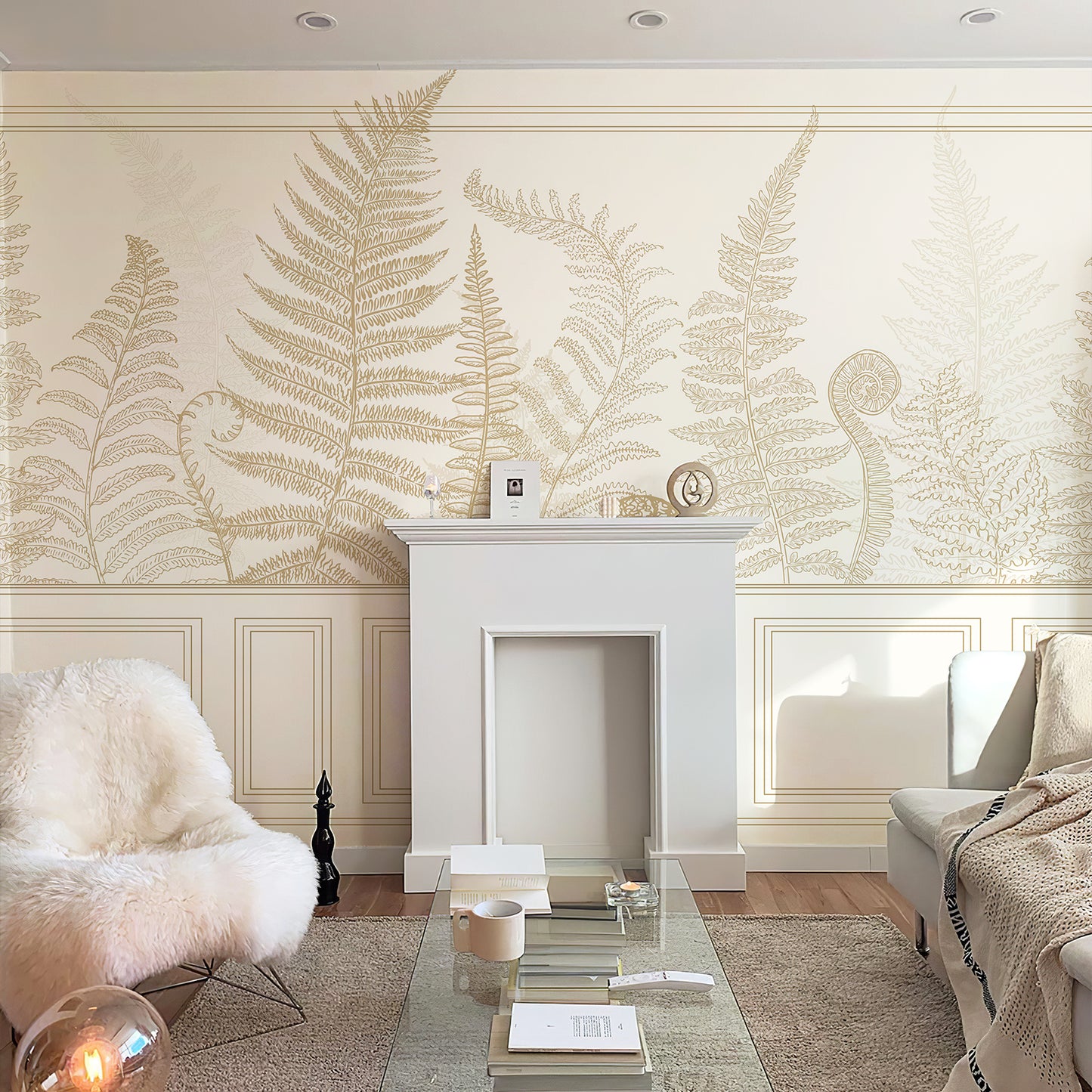 Wall Panel Yellow Fern Leaf Wallpaper Mural