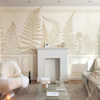 Wall Panel Yellow Fern Leaf Wallpaper Mural