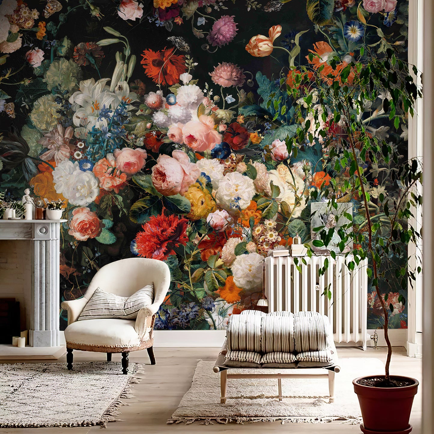 Floral Colorful Flowers Wallpaper Mural