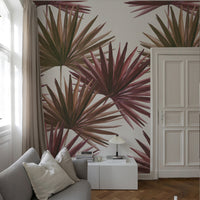 Leaves Red Wallpaper Mural