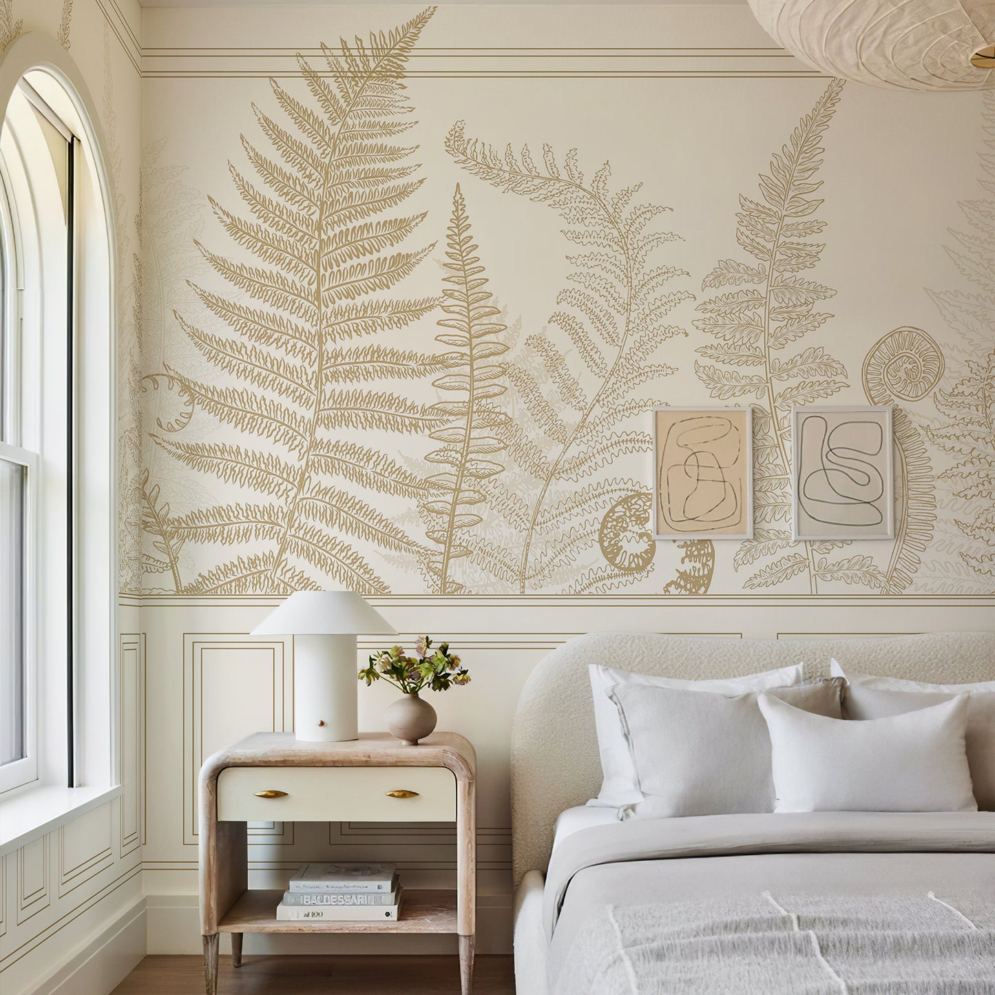 Wall Panel Yellow Fern Leaf Wallpaper Mural