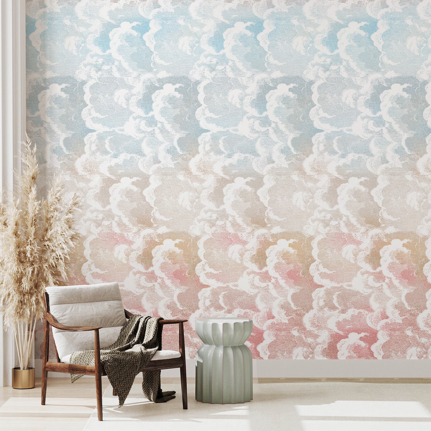 Cloud & Ocean Pink Wallpaper Mural