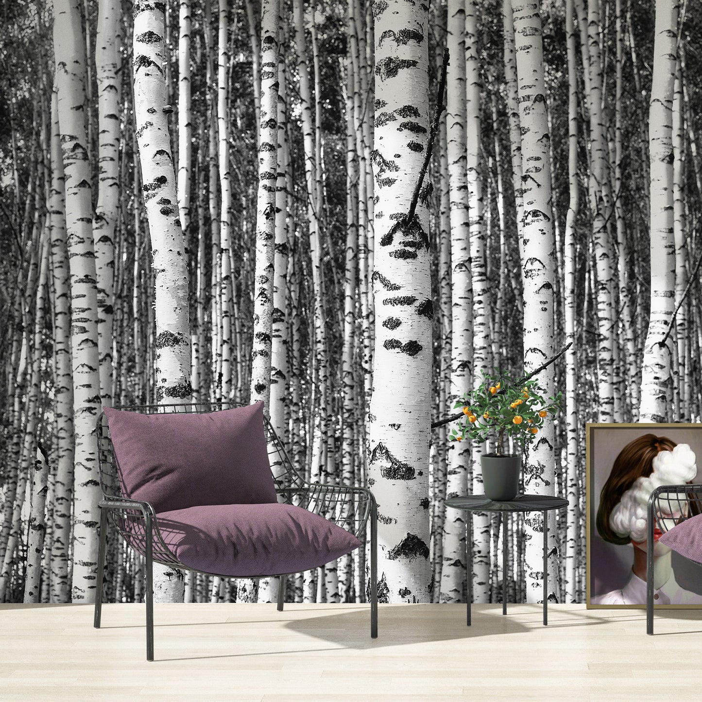 Forest Black and White Tree Wallpaper Mural