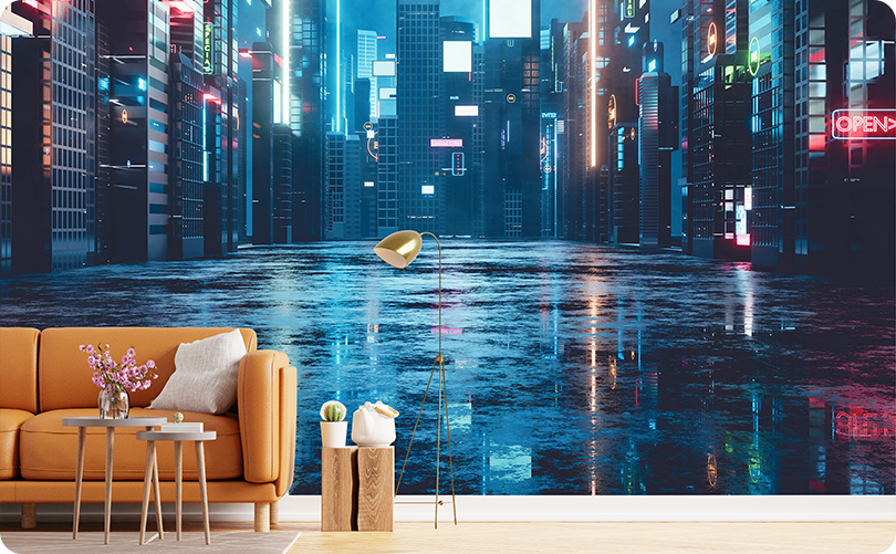 Cityspace Night Light Wallpaper Mural