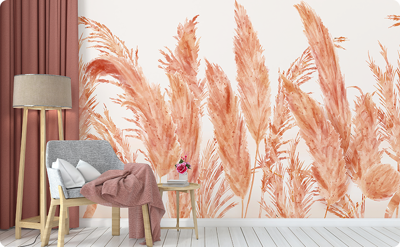 Forest Red Feather Wallpaper Mural