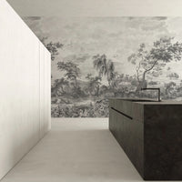 Vintage Susuno Jungle Gray Wallpaper Mural