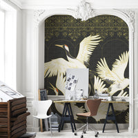 Chinoiserie Crane Mural-White Wallpaper Mural