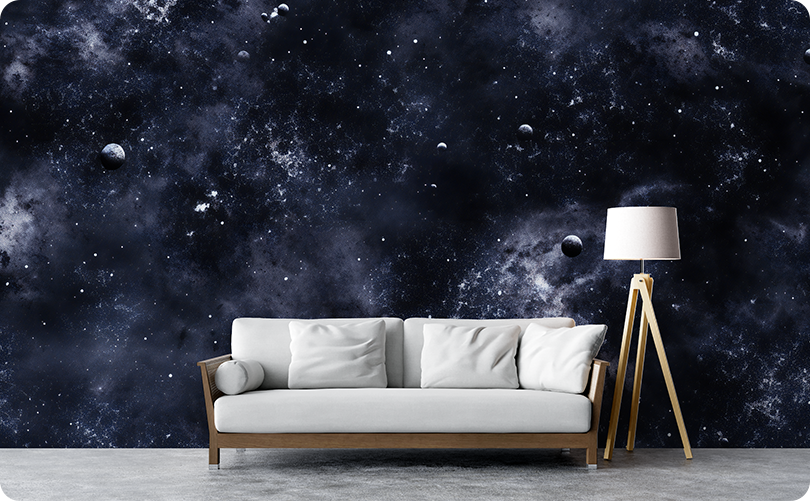 Space & Galaxy Black Stars Wallpaper Mural