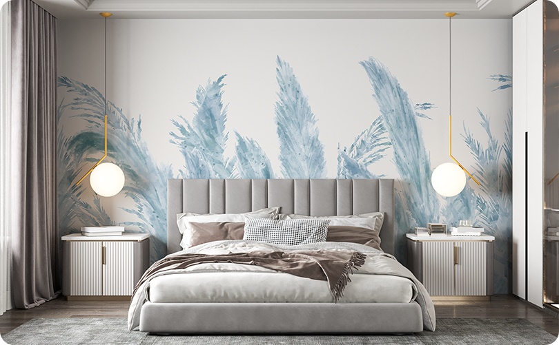 Forest Blue Feather Wallpaper Mural