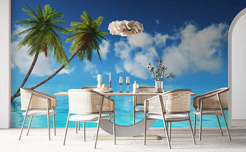 Cloud & Ocean Coconut Palm Wallpaper Mural