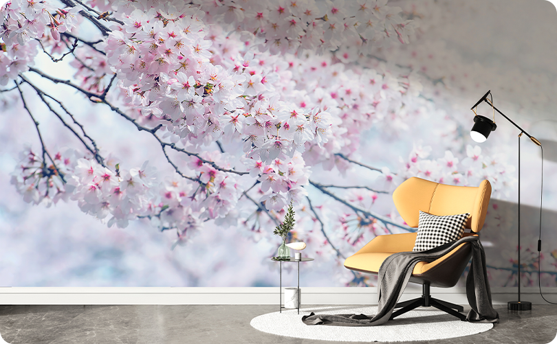 Floral Cherry Blossoms Wallpaper Mural