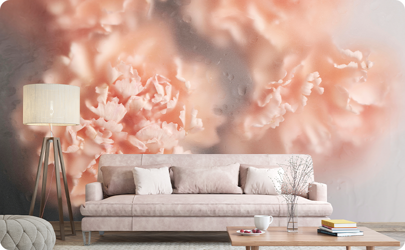 Floral Pink Hazy Flower Wallpaper Mural