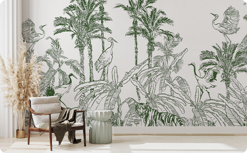 Forest Green Jungle Wallpaper Mural