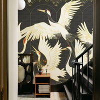 Chinoiserie Crane Mural-White Wallpaper Mural