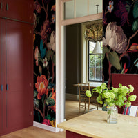 Floral Black Wallpaper Mural